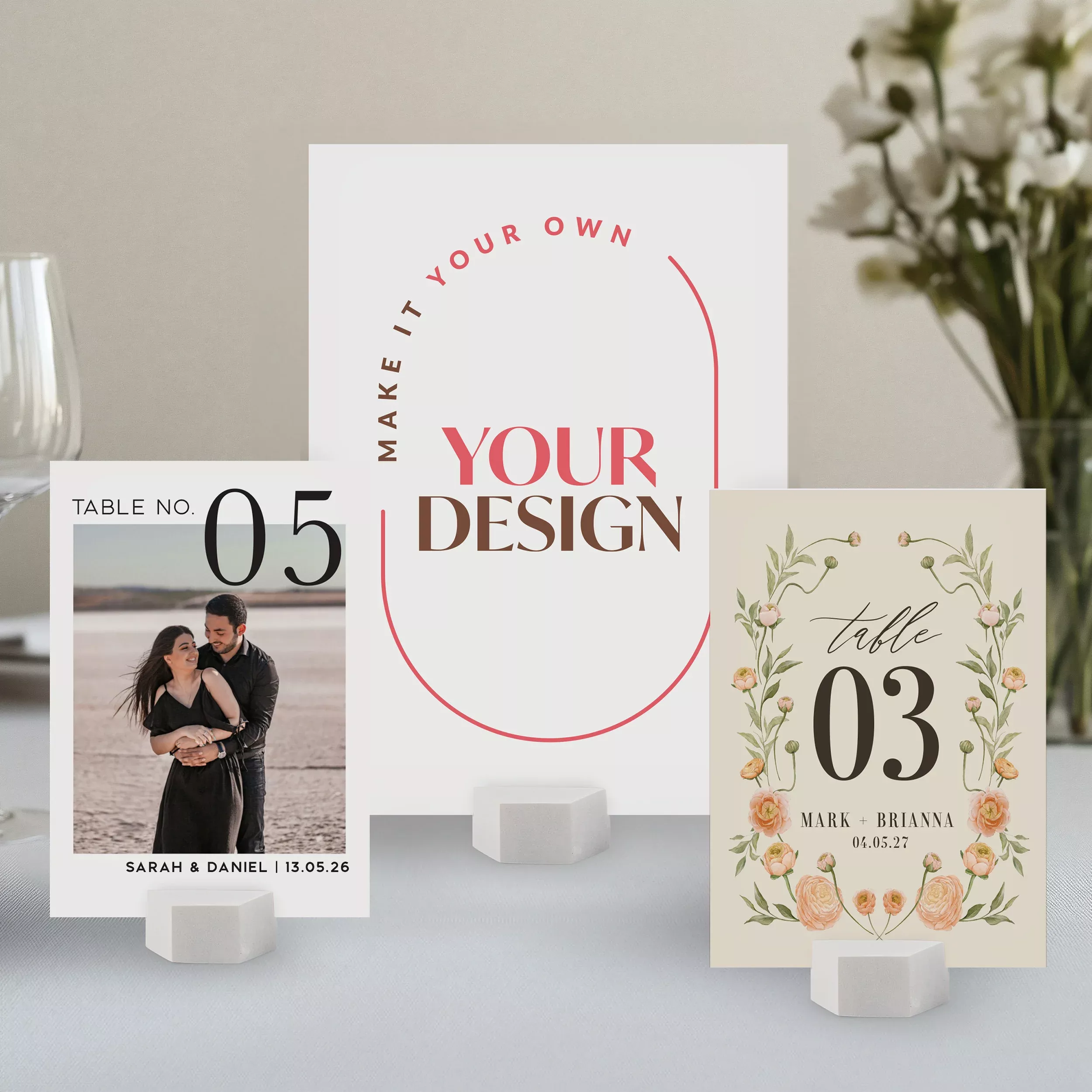 12pcs Custom Printed Paper Table Number Cards for Weddings and Events - Upload Your Own Design