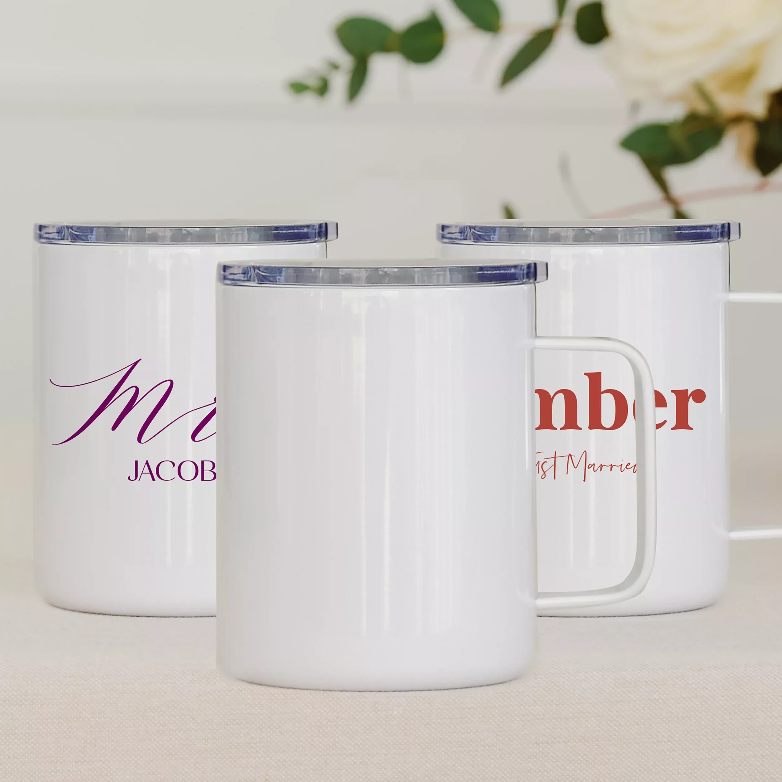 14 oz. Insulated White Metal Travel Coffee Mug - Blank