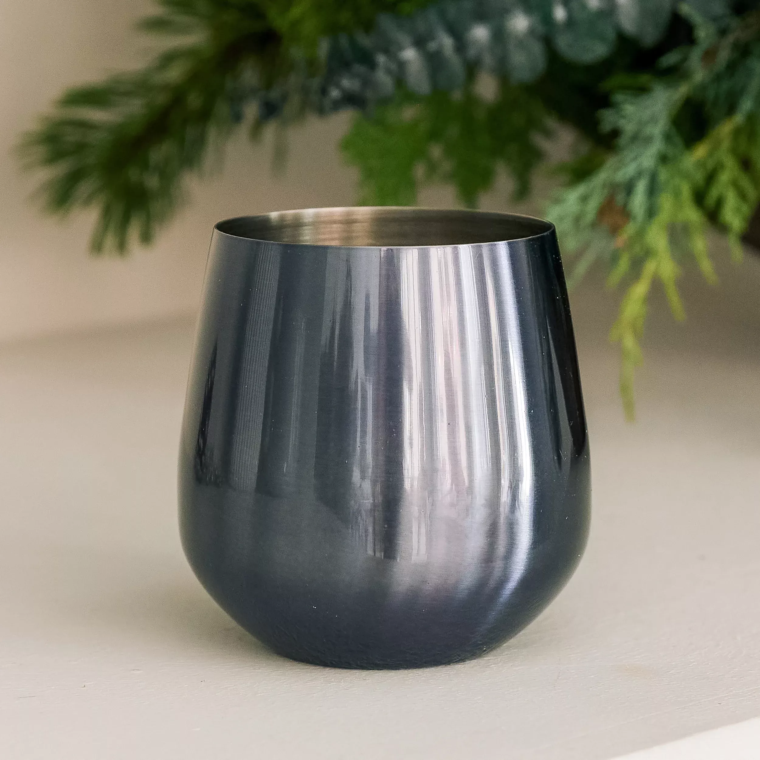 18 oz. Navy Metal Stemless Wine Glass - Blank