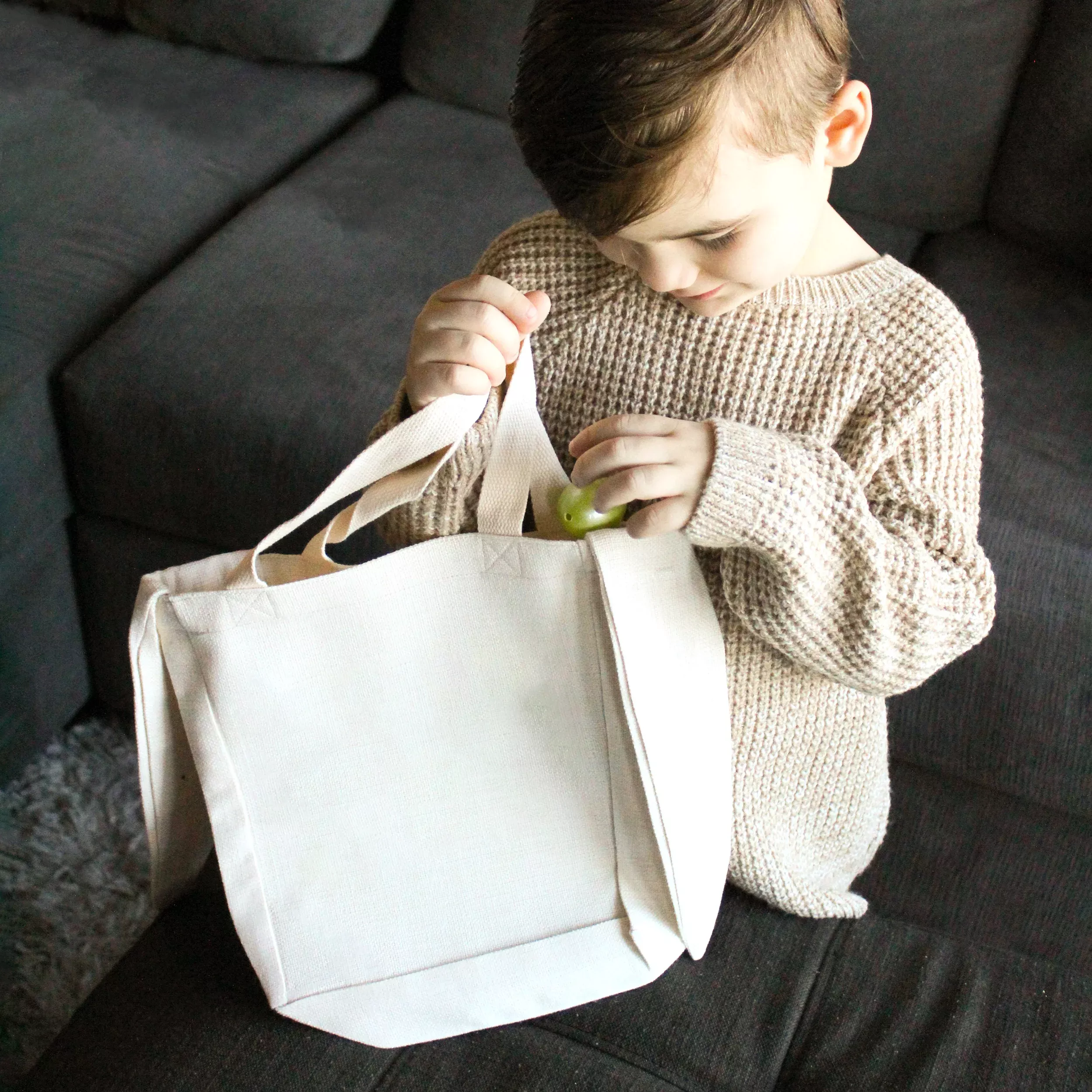 Blank Canvas Fabric Easter Basket with Bunny Ears