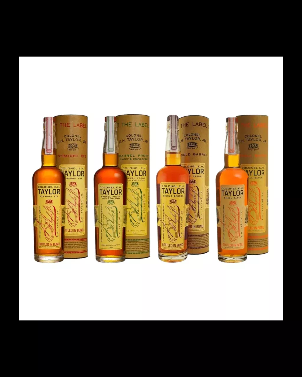 Colonel E.H. Taylor Barrel Proof, Single Barrel, Small Batch & Straight Rye Whiskey Bundle 4-Pack