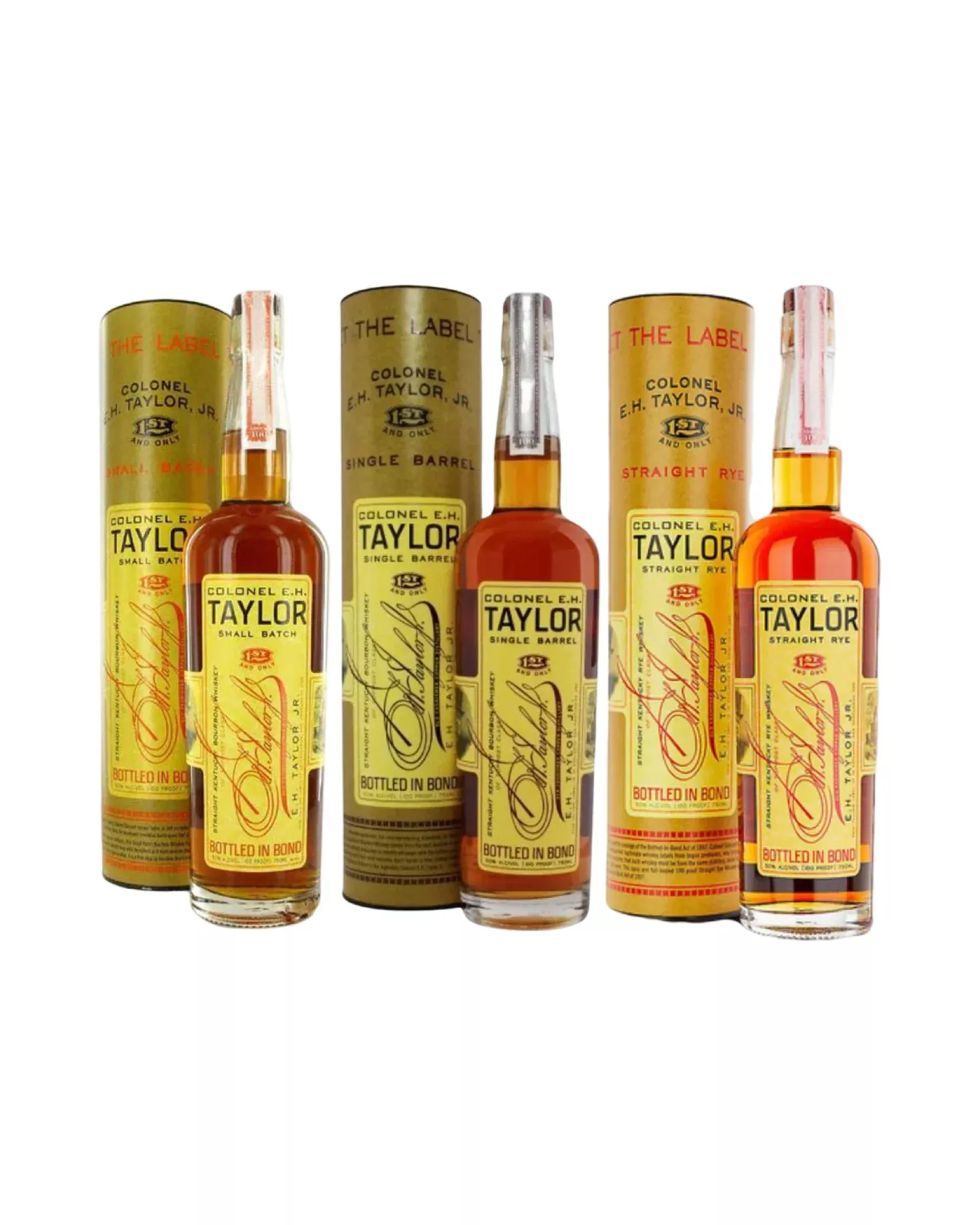 Colonel E.H. Taylor Small Batch Bourbon, Single Barrel Bourbon & Straight Rye Whiskey Bundle 3-Pack