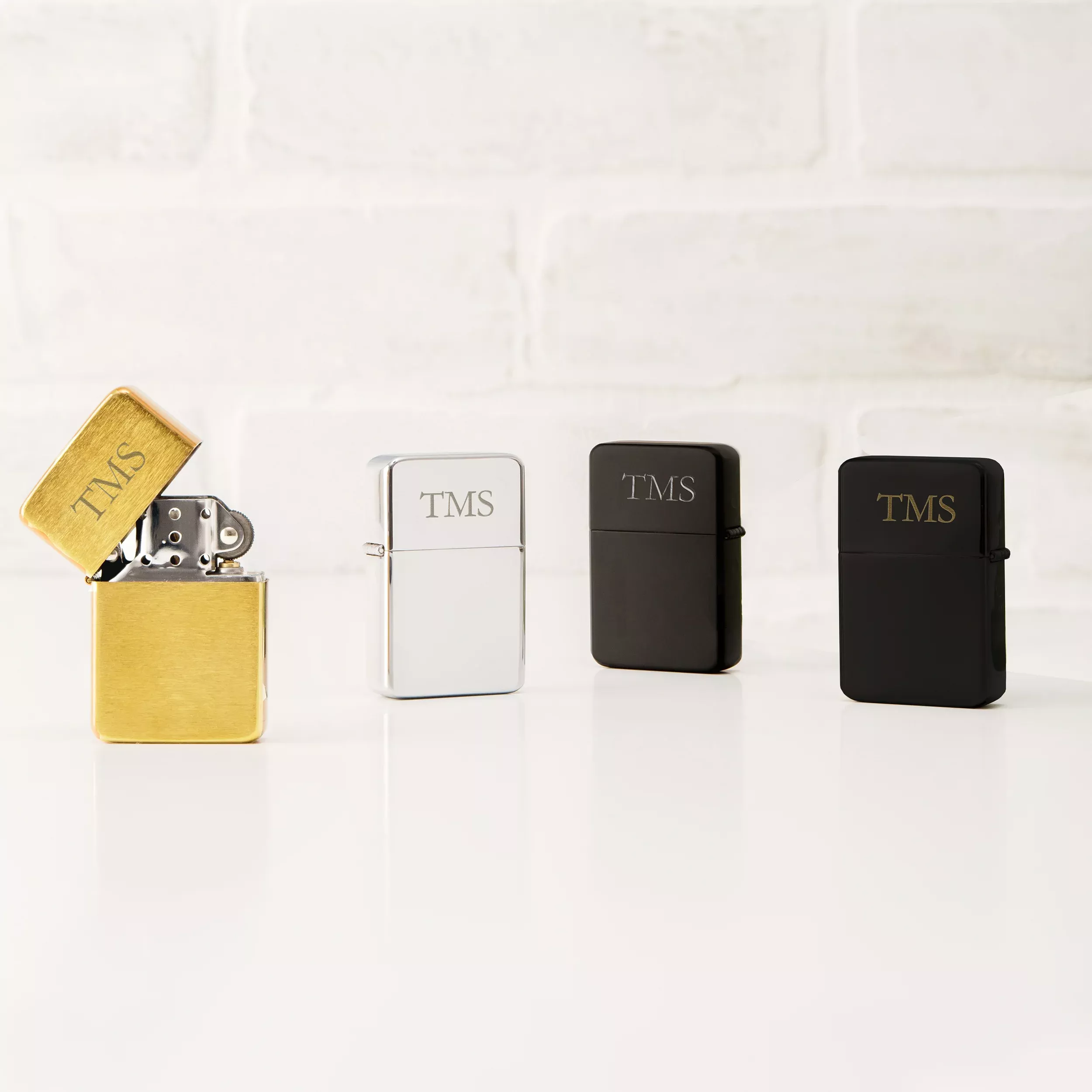Custom Engraved Classic Metal Windproof Lighter - Modern Serif Monogram