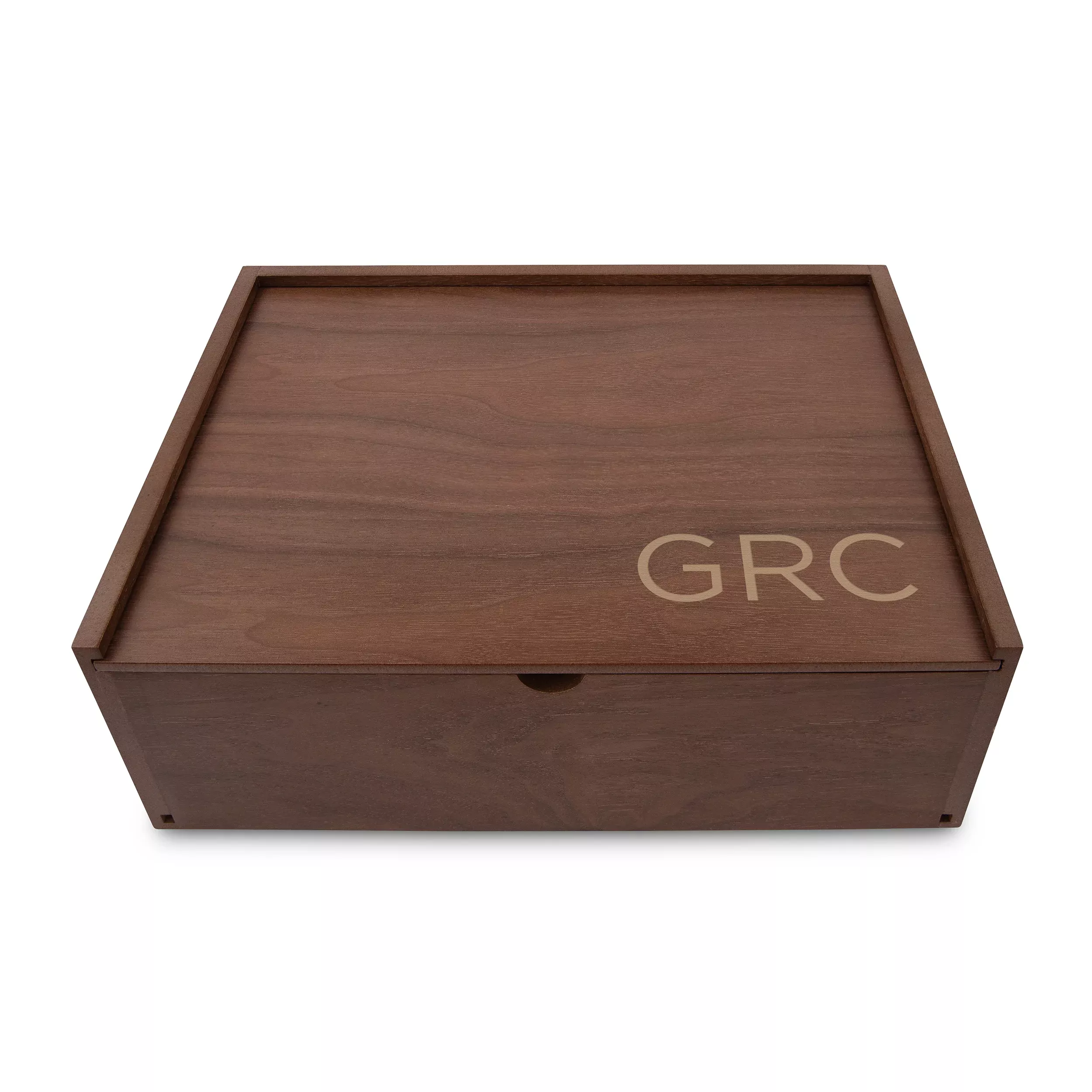 Custom Engraved Wood Gift Box with Sliding Lid - Initials