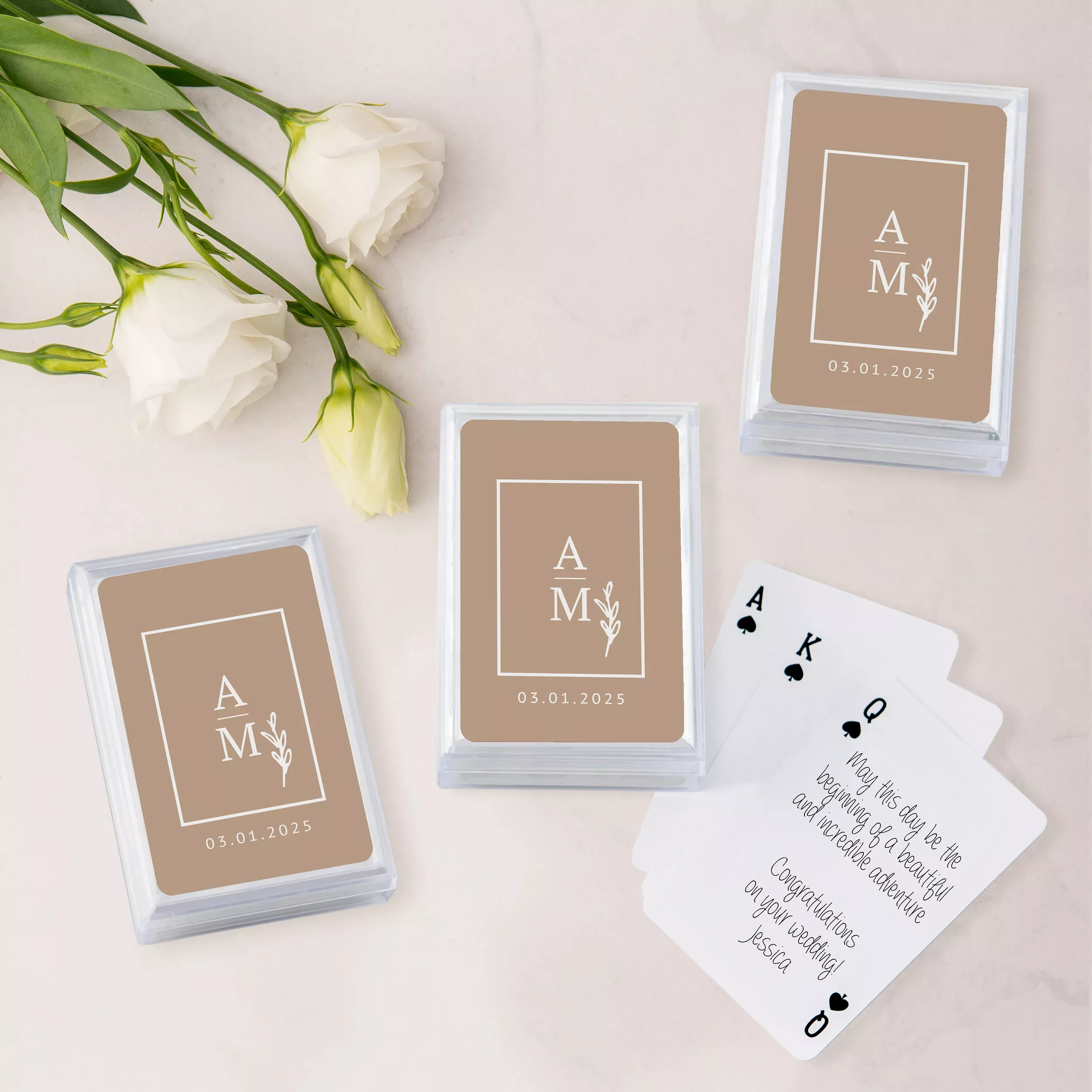 Custom Printed Playing Card Guest Book - Rustic Love Monogram