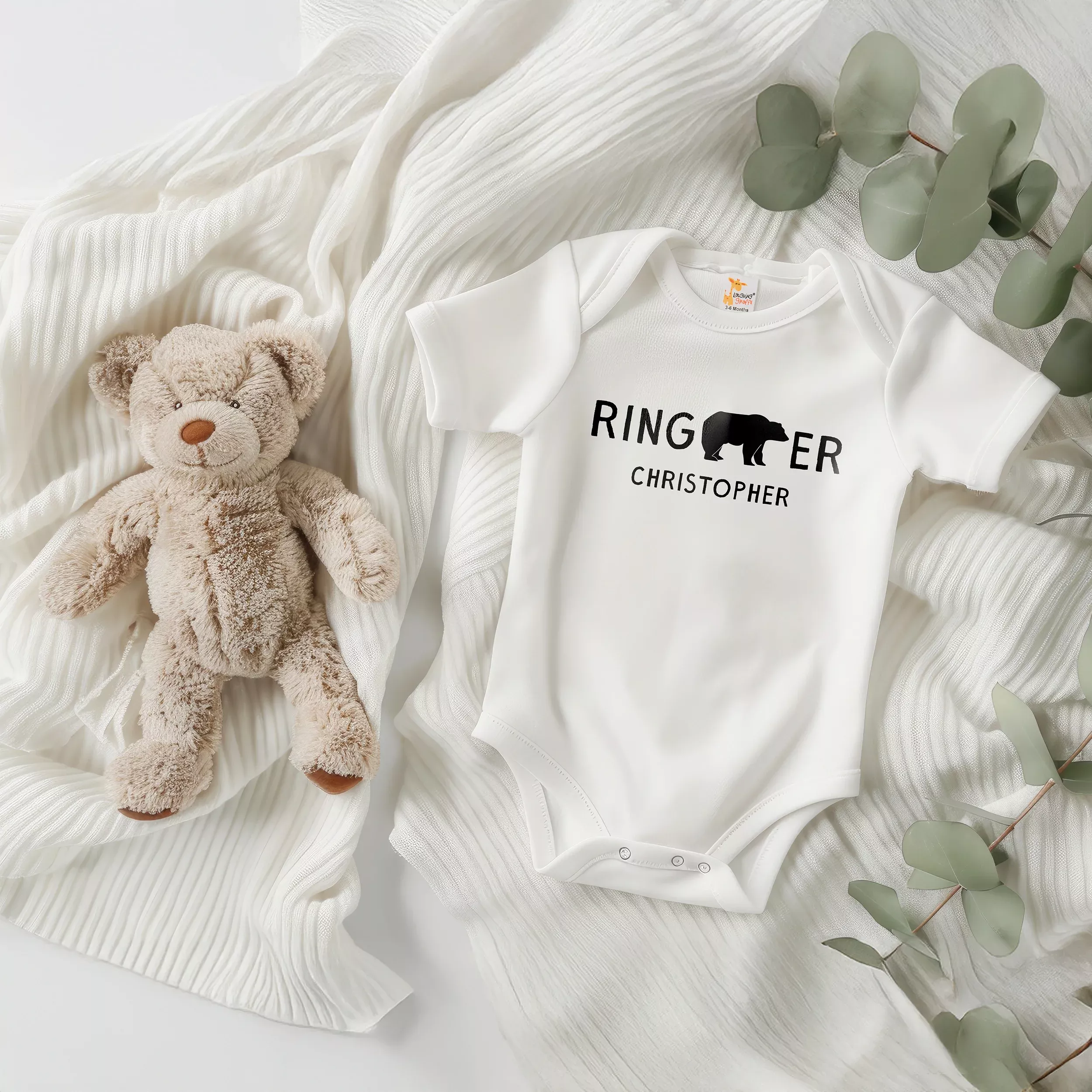 Cute Personalized White Baby Bodysuit - Ring Bearer