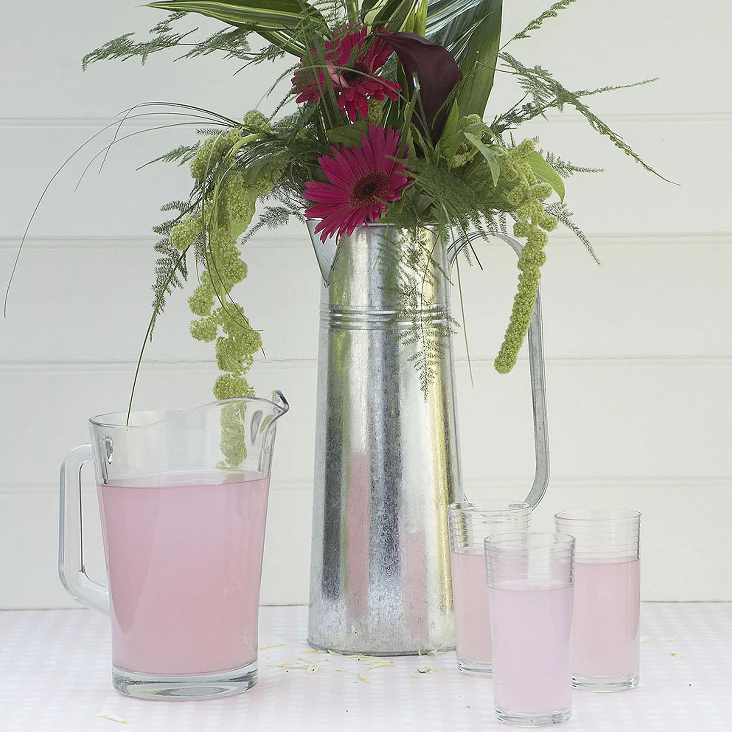 Large Metal Jug Centerpiece - Silver