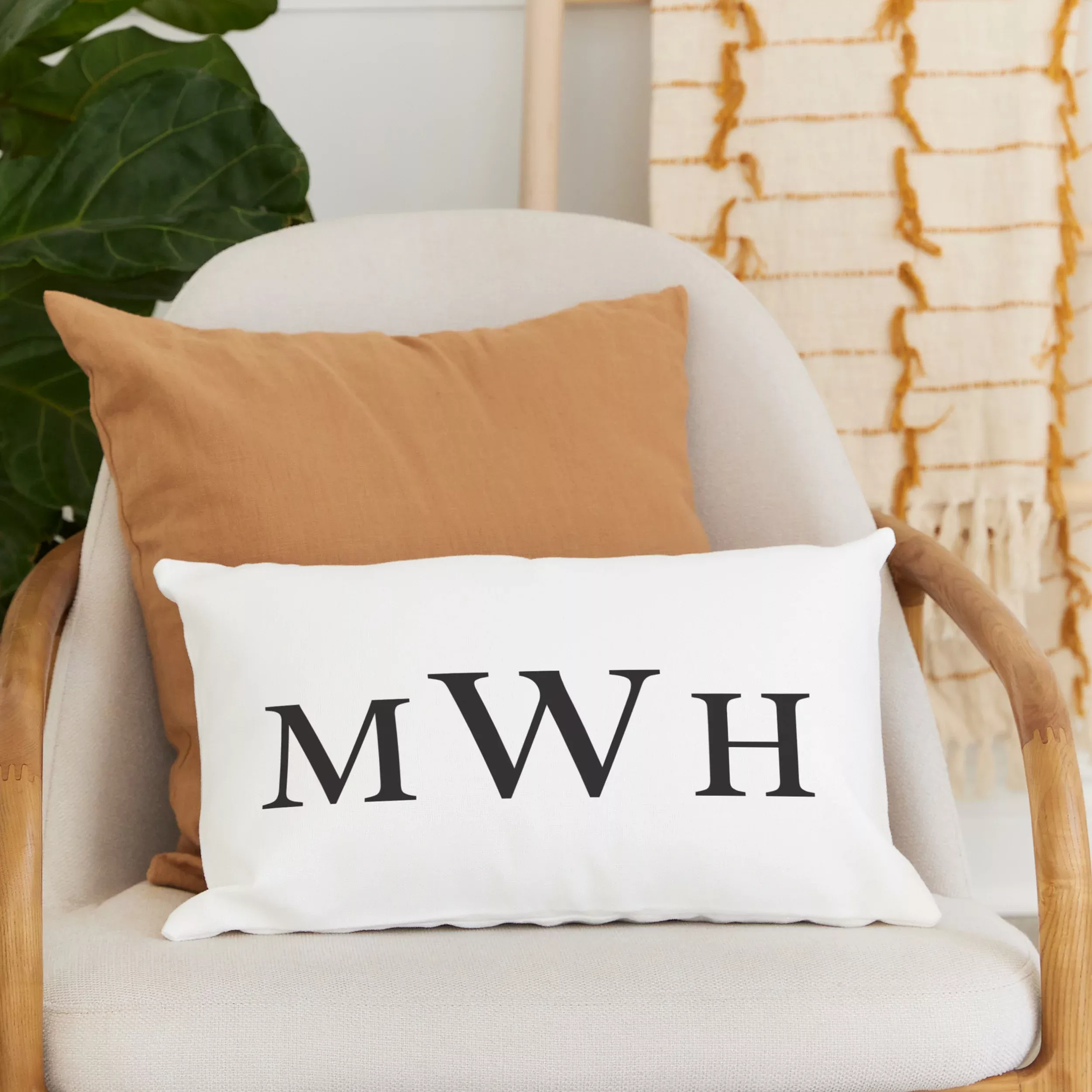 Personalized 12" x 20" Rectangle Throw Pillow Cover and Insert Set - Traditional Monogram