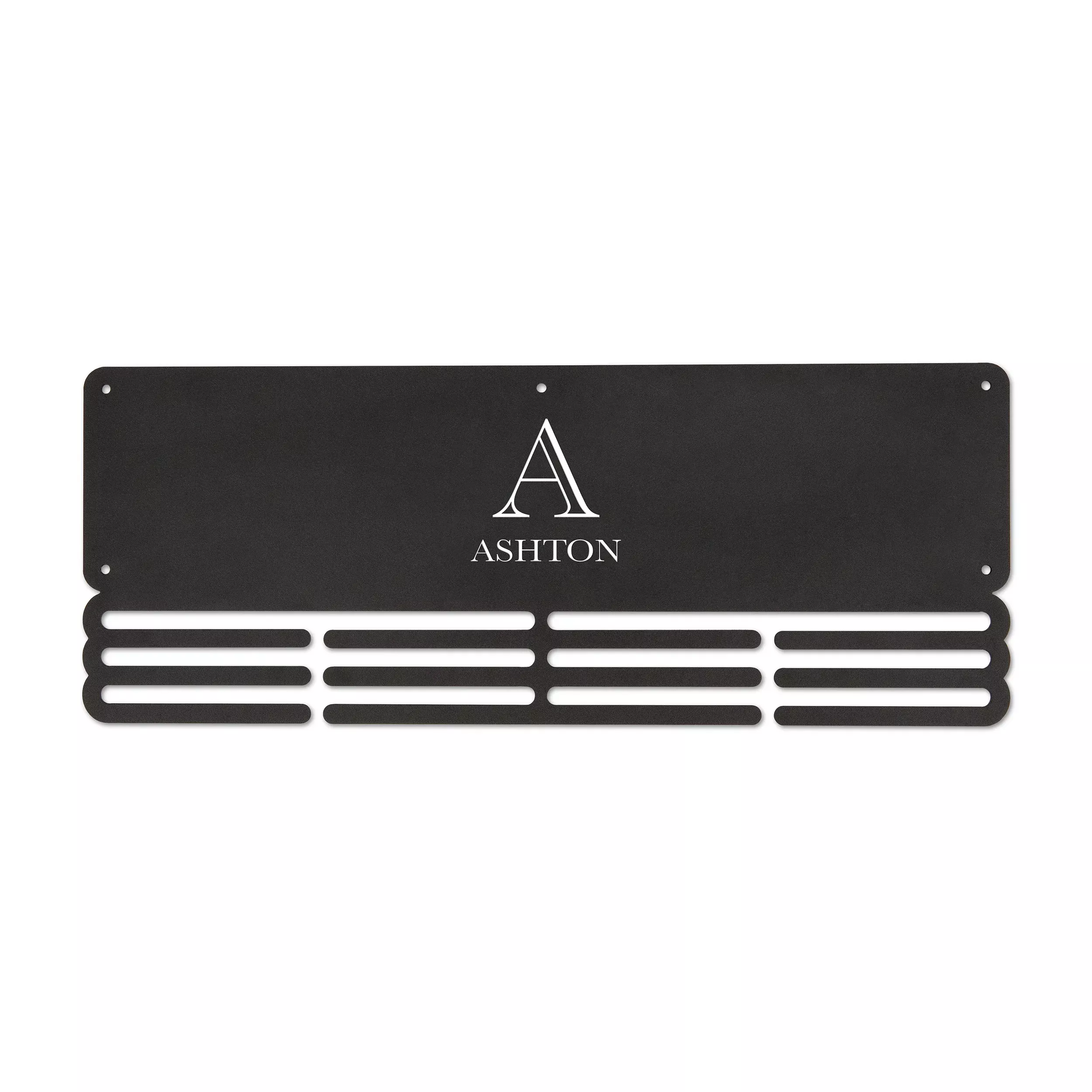 Personalized Black Medal Display Holder - Deco Monogram