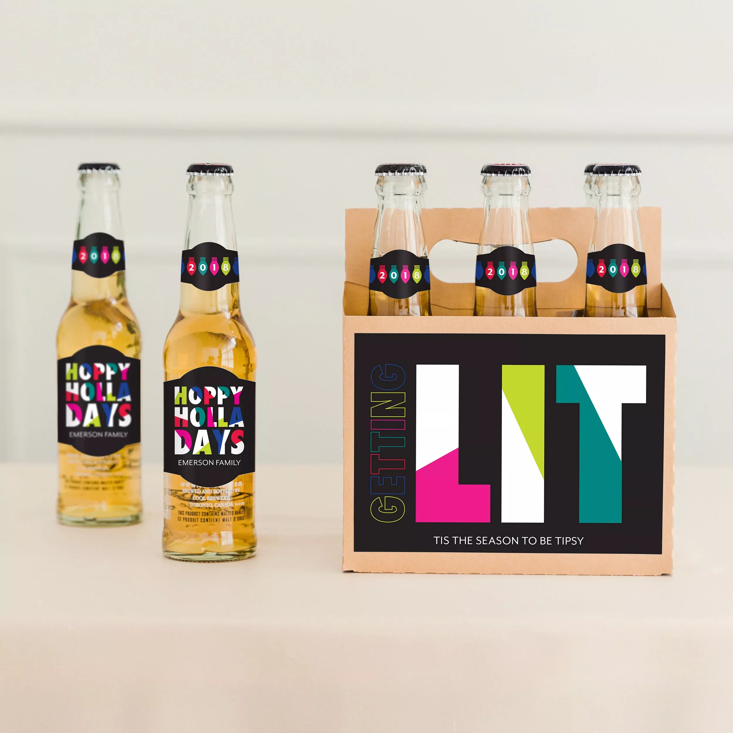 Personalized Cardboard Six-Pack Beer Bottle Caddy - Getting Lit