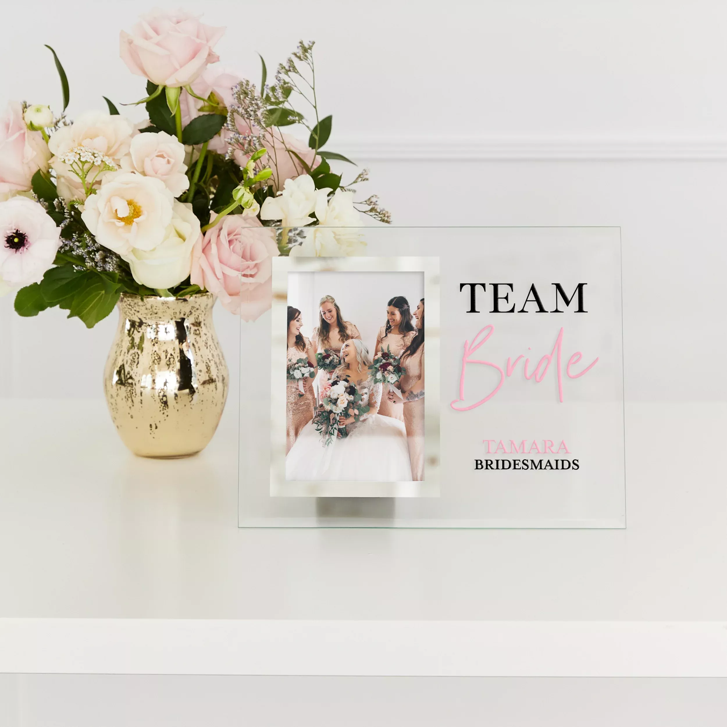 Personalized Glass Offset 4" x 6" Picture Frame - Team Bride