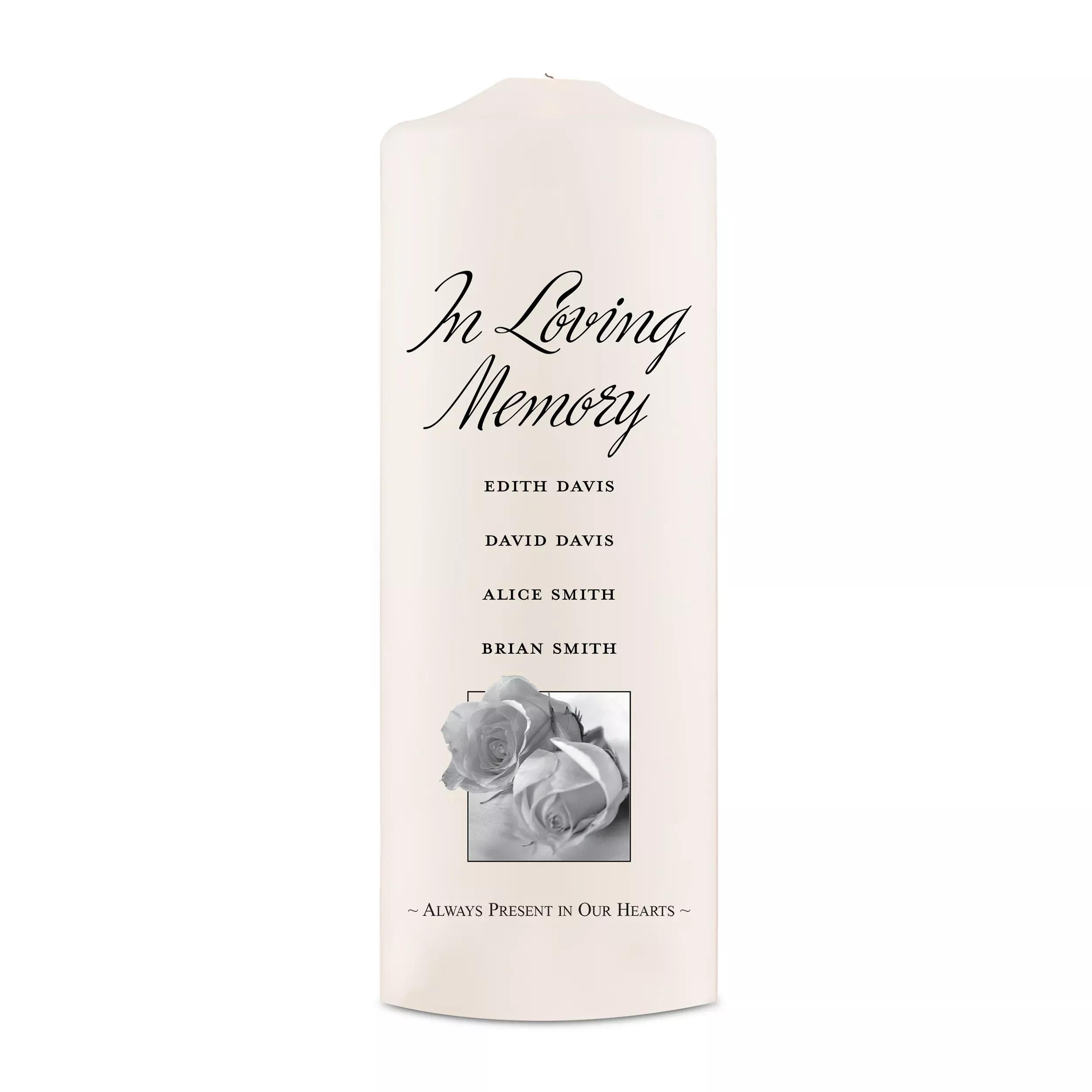 Personalized White or Ivory Wedding Memorial Candle - In Loving Memory Script