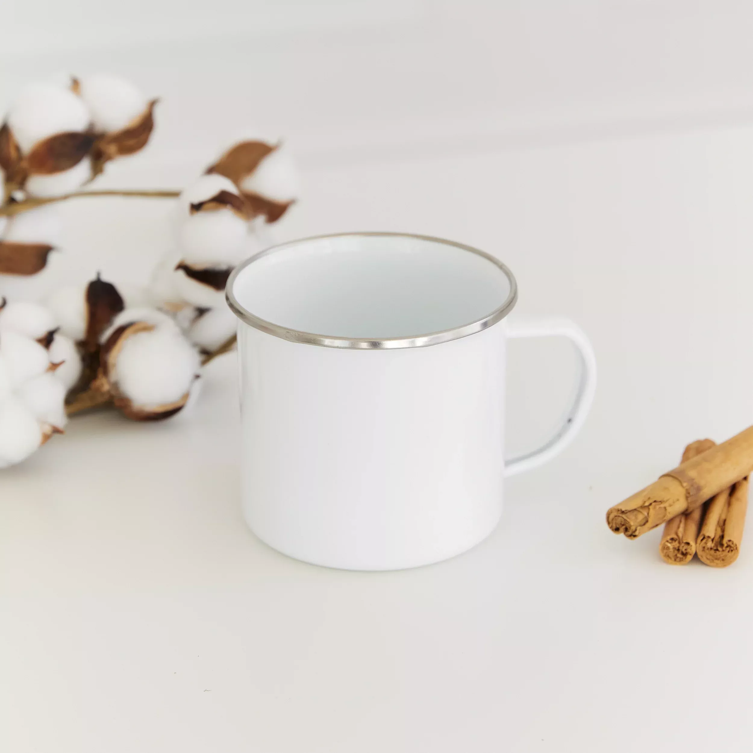 Plain White Enamel Stainless Steel Coffee Mug
