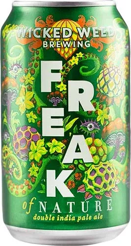 Wicked Weed Brewing Freak of Nature Double India Pale Ale Beer Can 19.