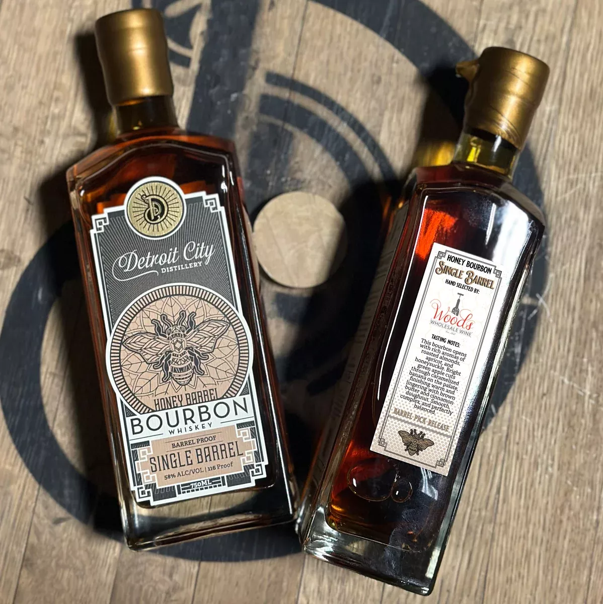 (Woods Private Barrel) Detroit City Distillery Honey Barrel Single Barrel Bourbon Whiskey, Michigan, USA (750ml)